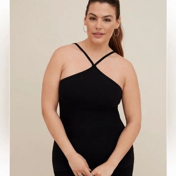 Torrid Black Foxy Stretchy Cotton Halter Neck Tank Top 2X 18/20 NWT - Picture 10 of 11